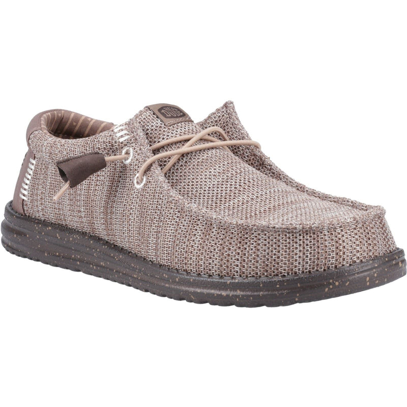 HEYDUDE Wally Stretch Mesh Synthetic Men's Deep Taupe/Mole Brown Moccasins Shoes