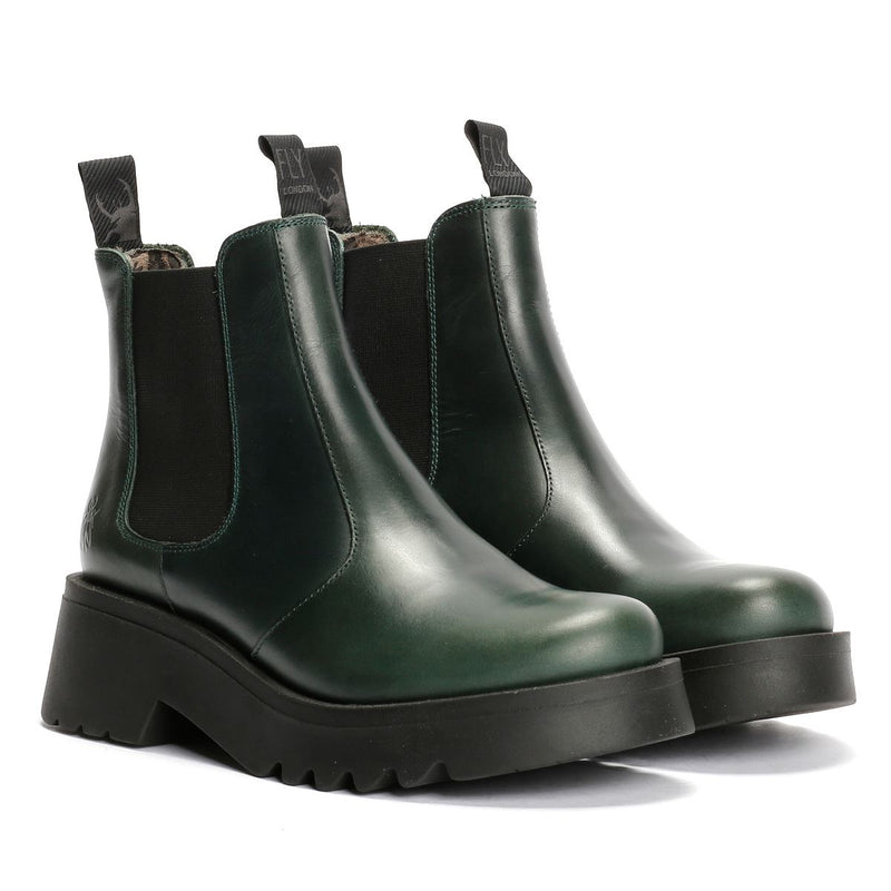 Fly London Medi Leather Women's Petrol Boots