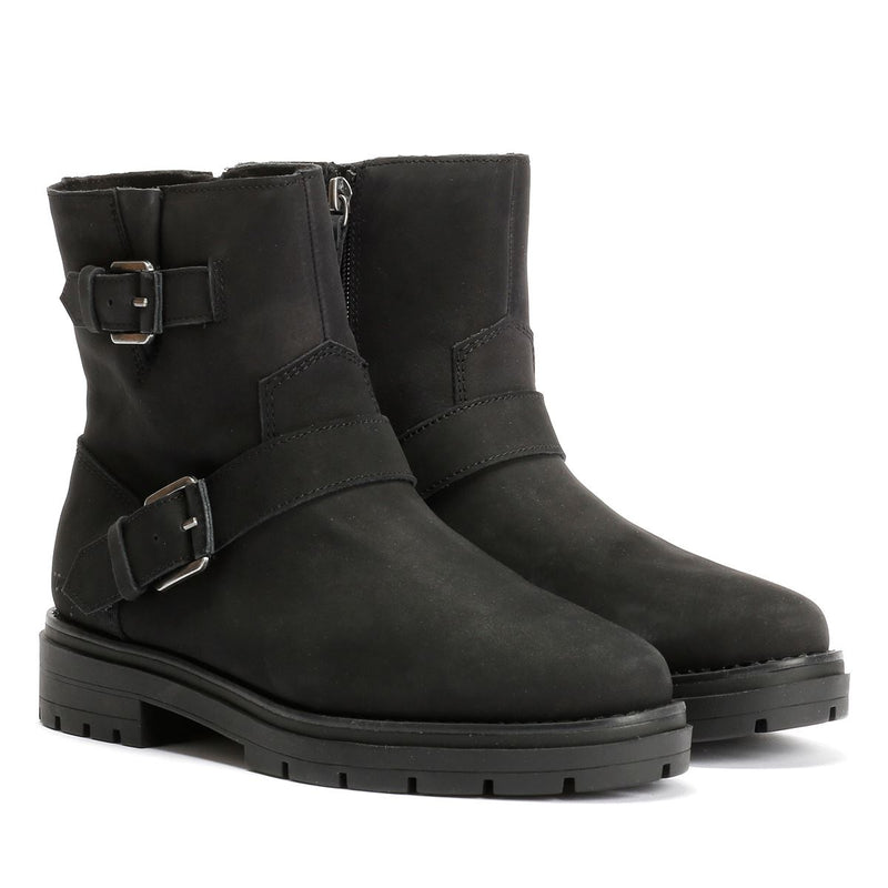 TOMS Ionie Moto Nubuck Leather Women's Black Boots