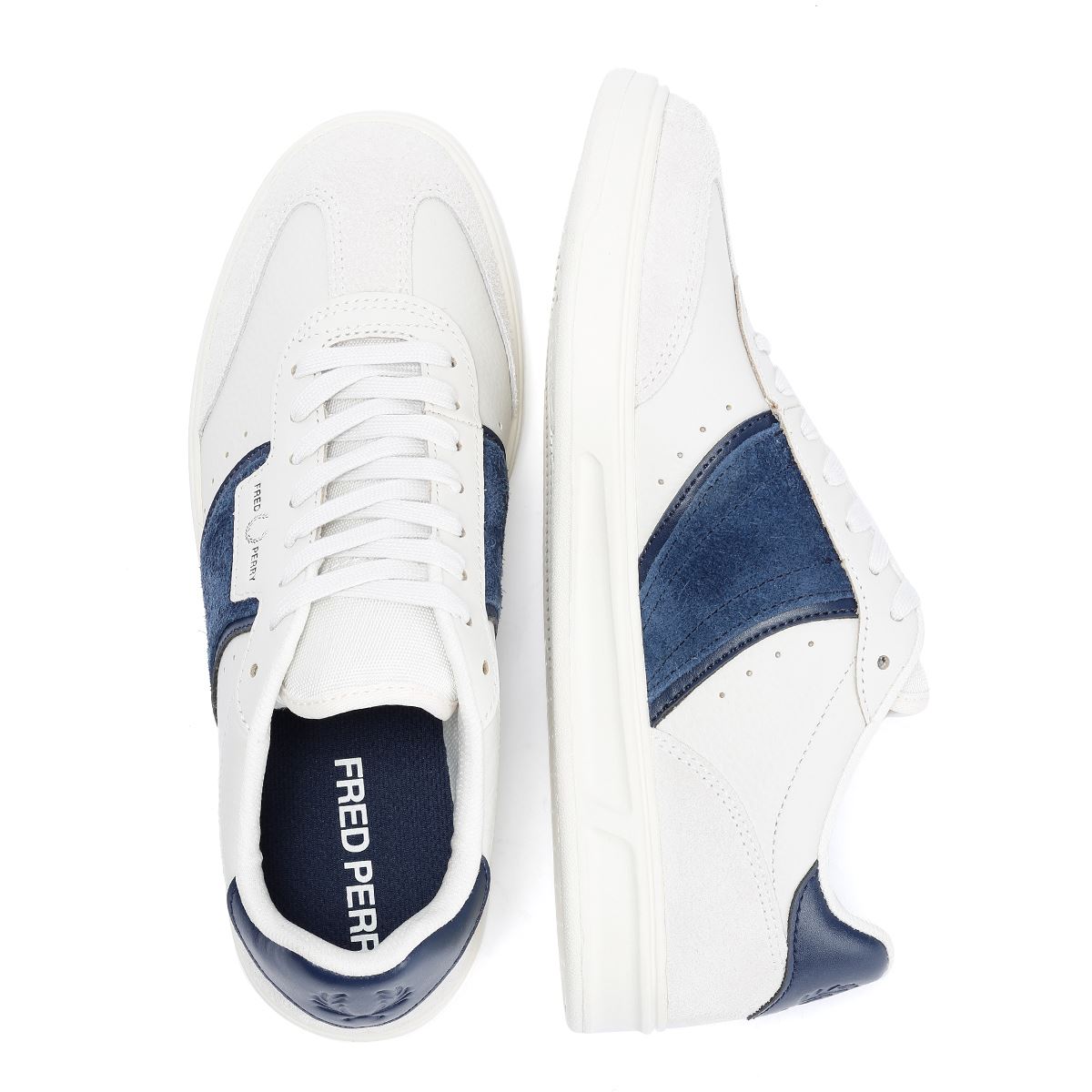 Fred Perry B4 Textured Leather/Suede Men's Porcelain/Blue Trainers