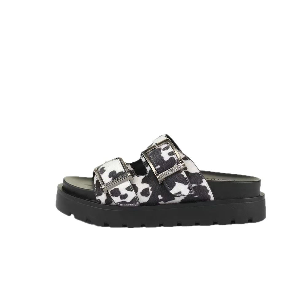 Buffalo Raya Ari Women's Black/White Cow Sandals