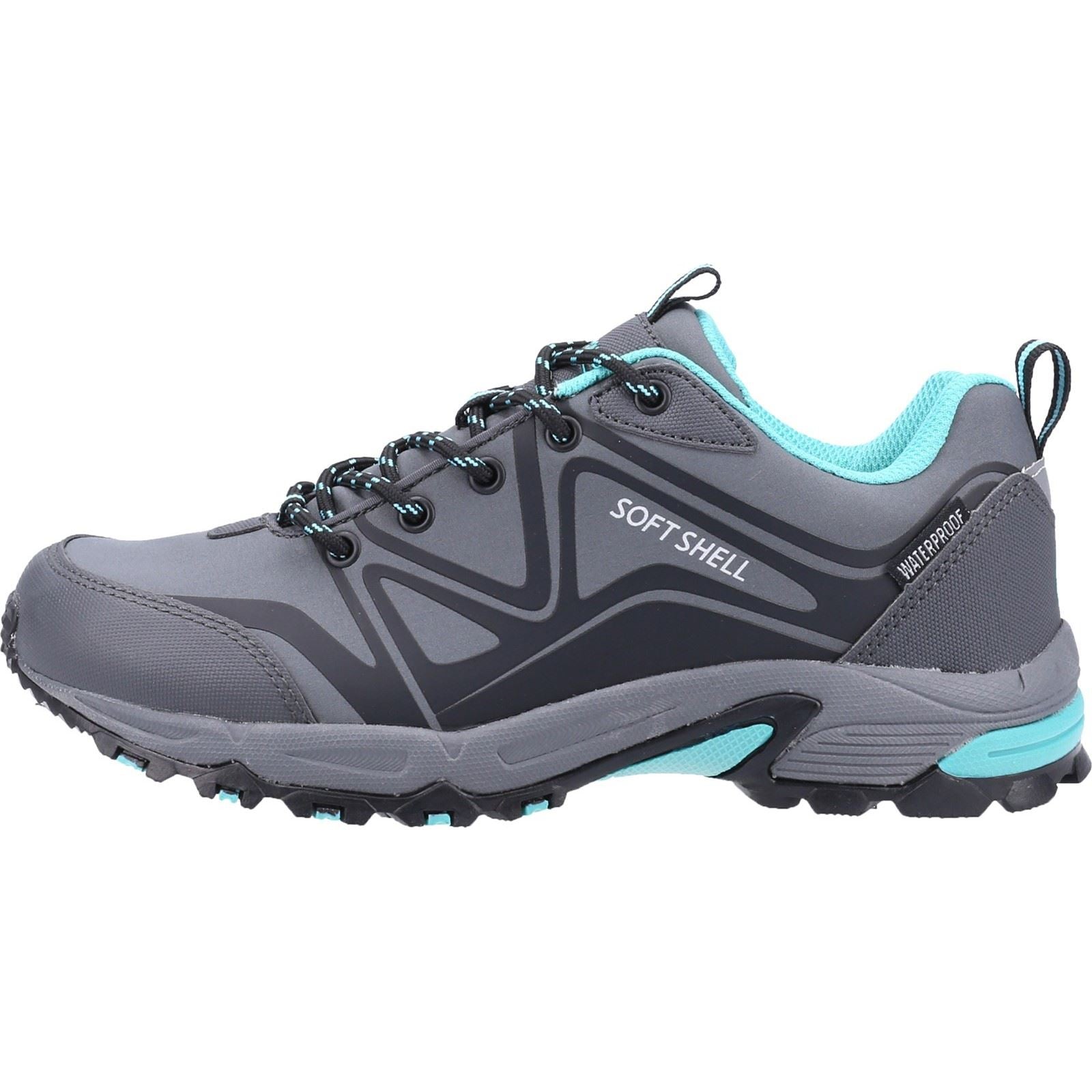 Cotswold Abbeydale Low Softshell & PU Women's Grey/Black/Aqua Hiking Boots