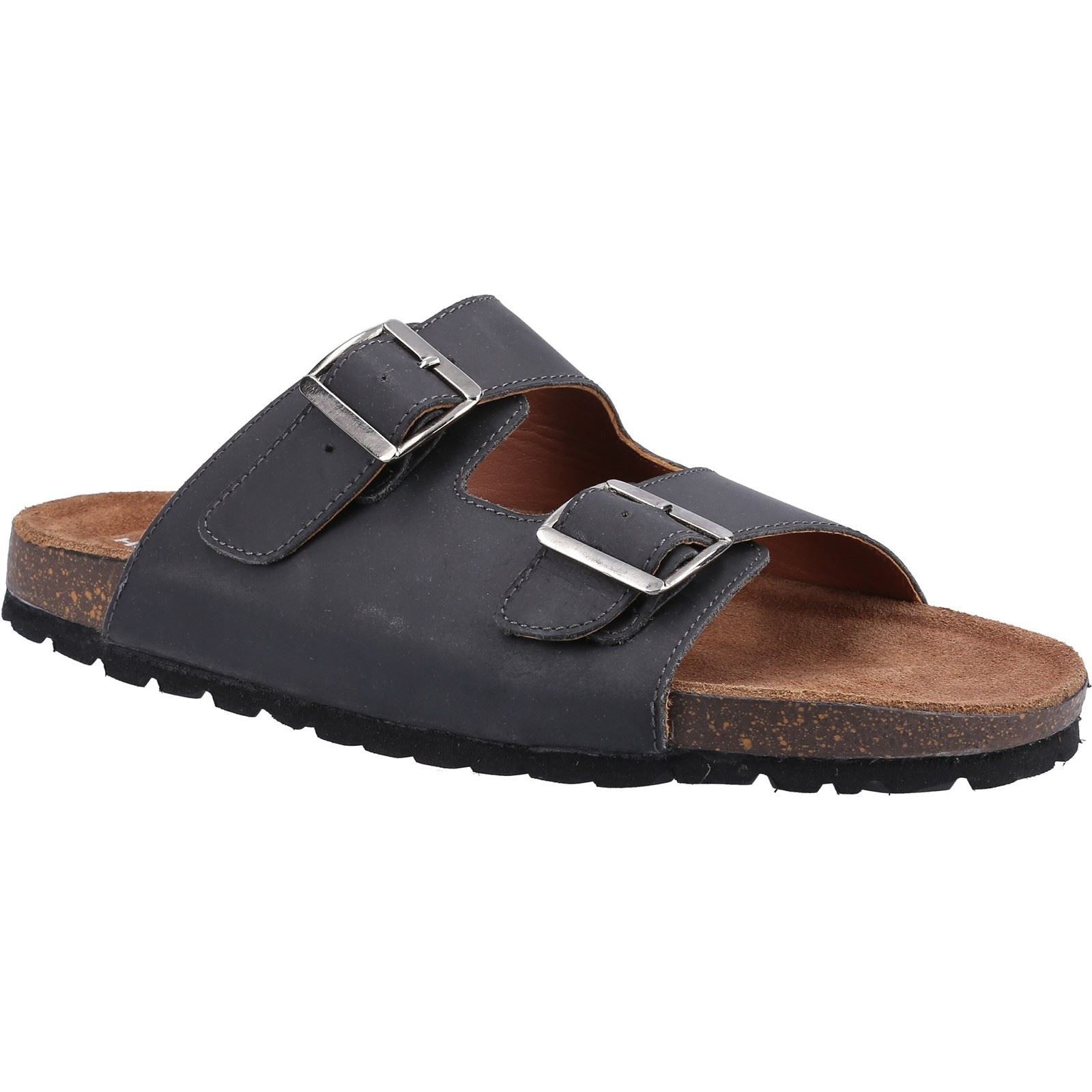 Hush Puppies Nash Slider Leather Men's Black Sandals