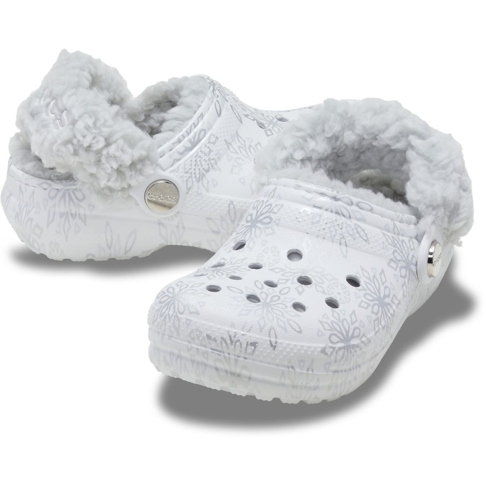 Crocs Classic Fleece Lined Kid Girl's Snow White Casual Shoes - Clogs
