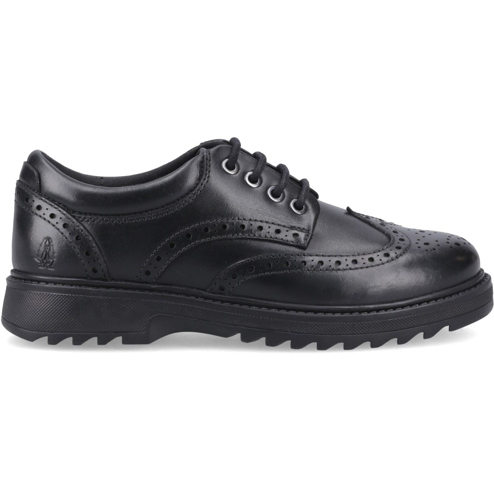 Hush Puppies Romeo Snr2 Leather Boy's Black Brogues