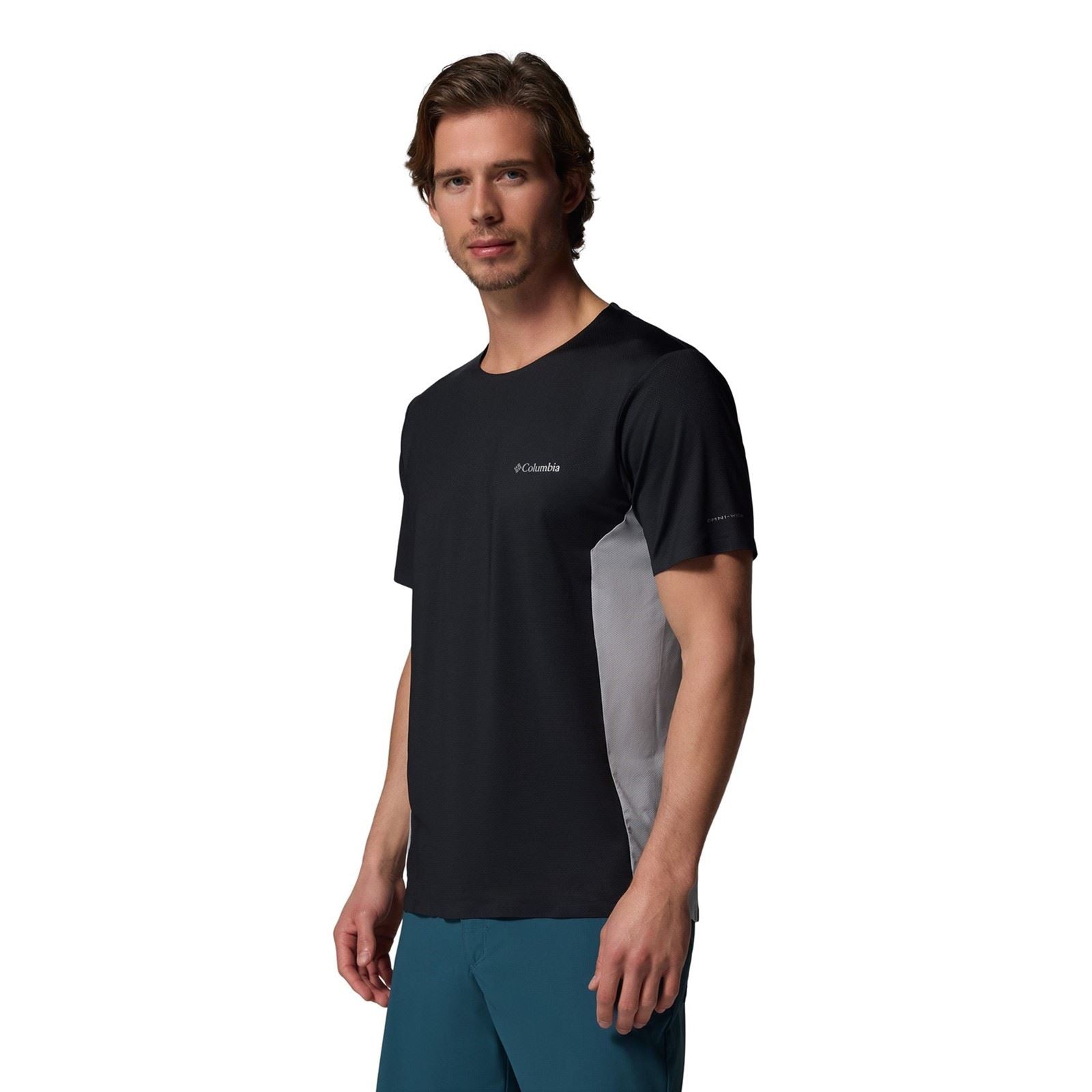Columbia Three Pitch SS Crew Polyester Men's Black Activewear T-Shirts