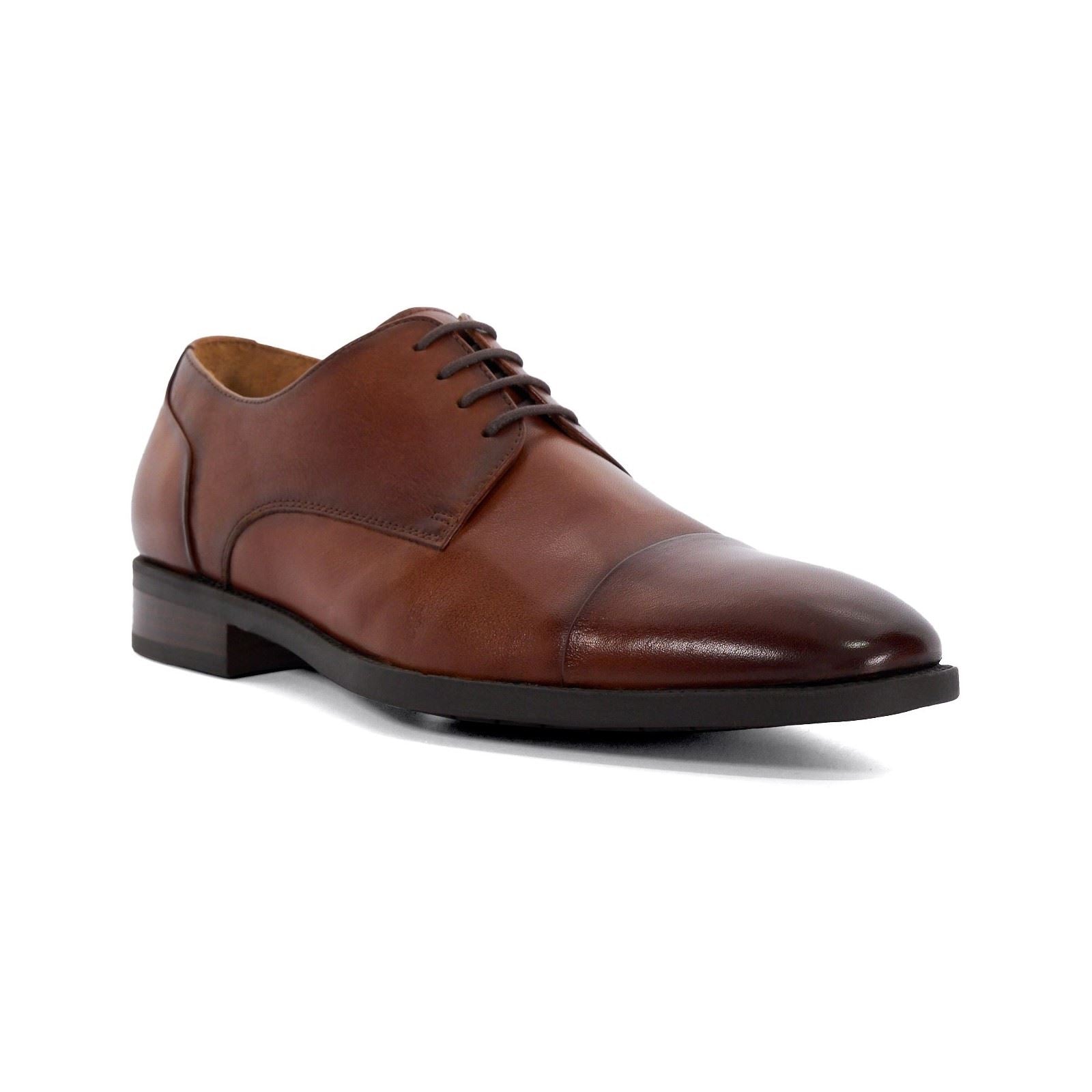 Dune Suffix Leather Men's Dark Tan Lace-Up Shoes
