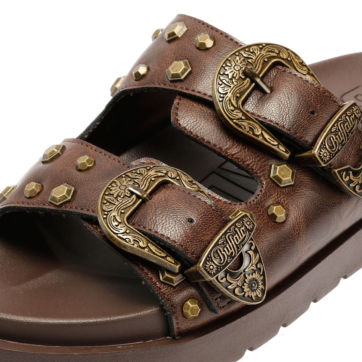 Buffalo Raya Ari West Leather Women's Brown Sandals