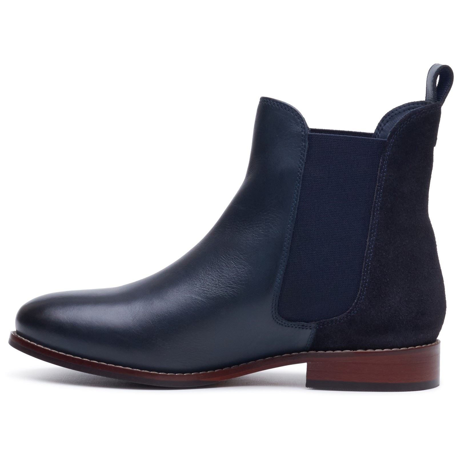 Hush Puppies Colette Leather Women's Navy Wide Fit Flat Chelsea Boots