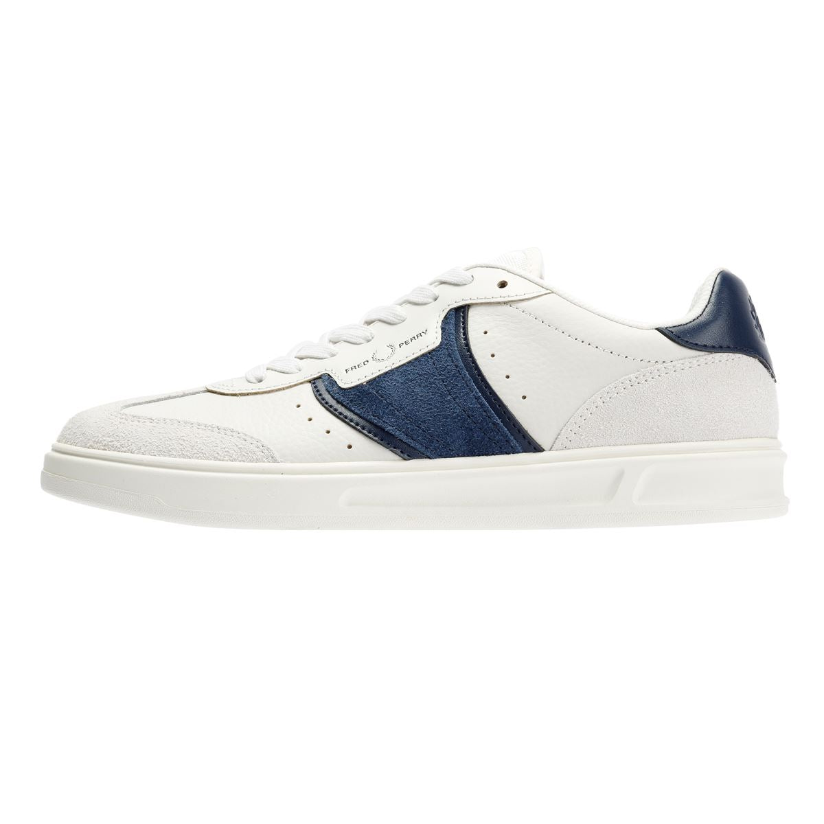 Fred Perry B4 Textured Leather/Suede Men's Porcelain/Blue Trainers