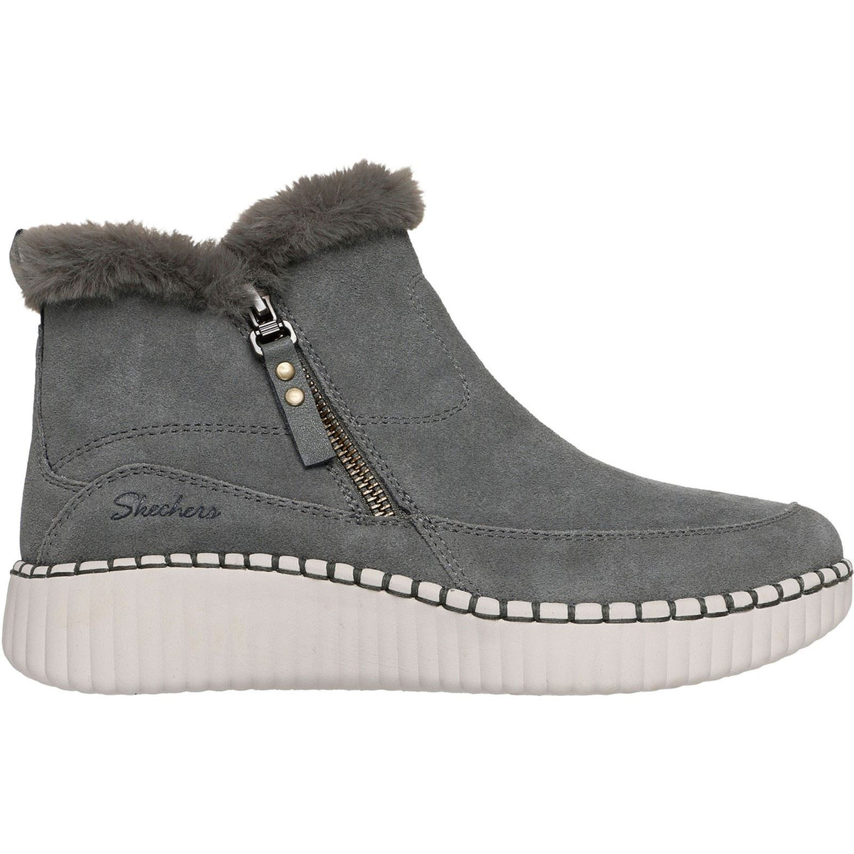 Skechers Wilshire Blvd Fresh Zip Leather Women's Olive Winter Ankle Boots