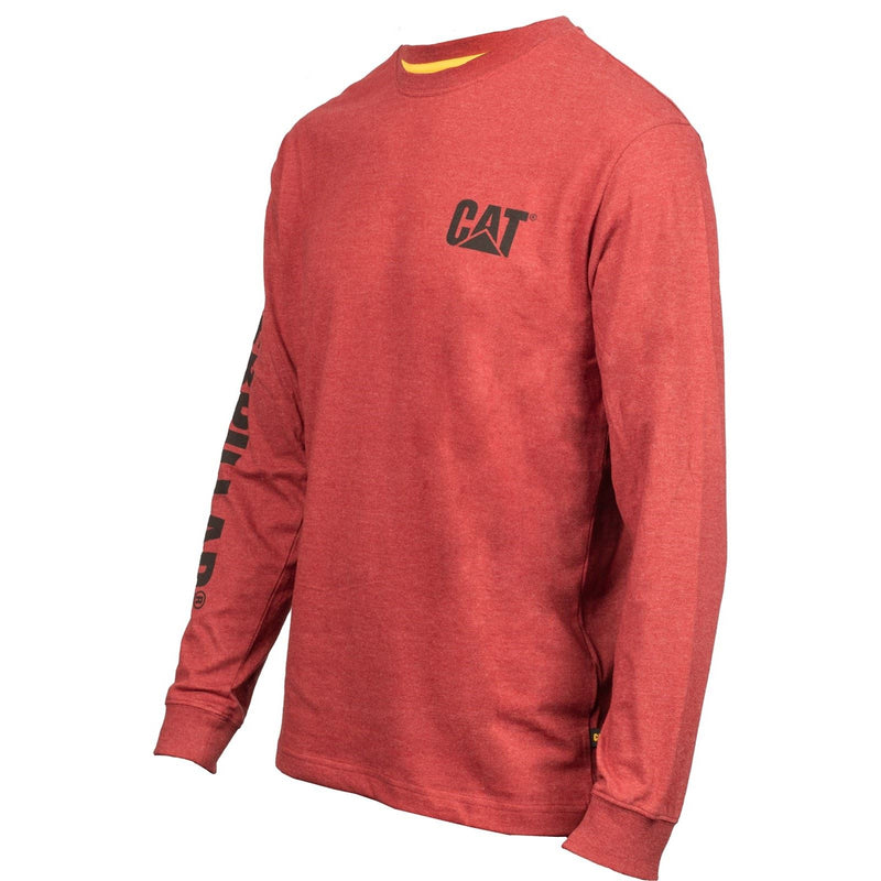 Caterpillar Trademark Banner Long Sleeve Cotton Men's Green T-Shirt