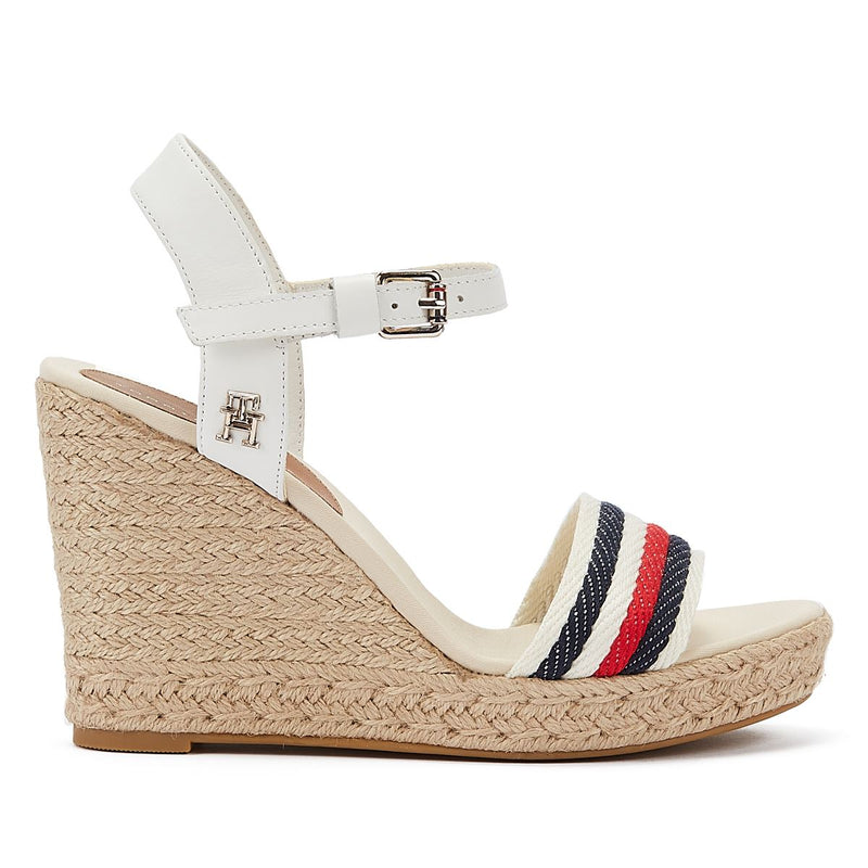 Tommy Hilfiger Corporate Wedge Ecru Women's White Sandal