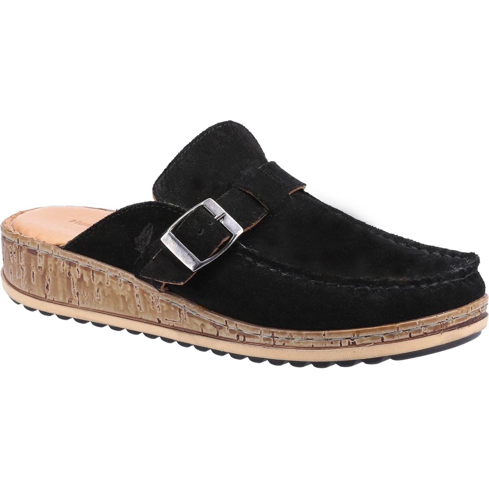 Hush Puppies Sorcha Mule Leather Women's Black Suede Sandals