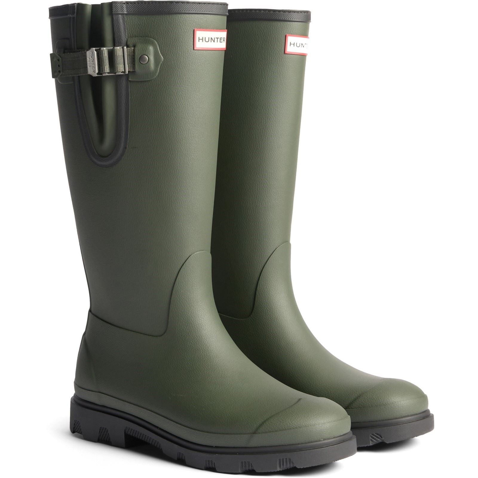 Hunter Field Downpour Boot Rubber Women's Dark Olive/Black Wellington Boots