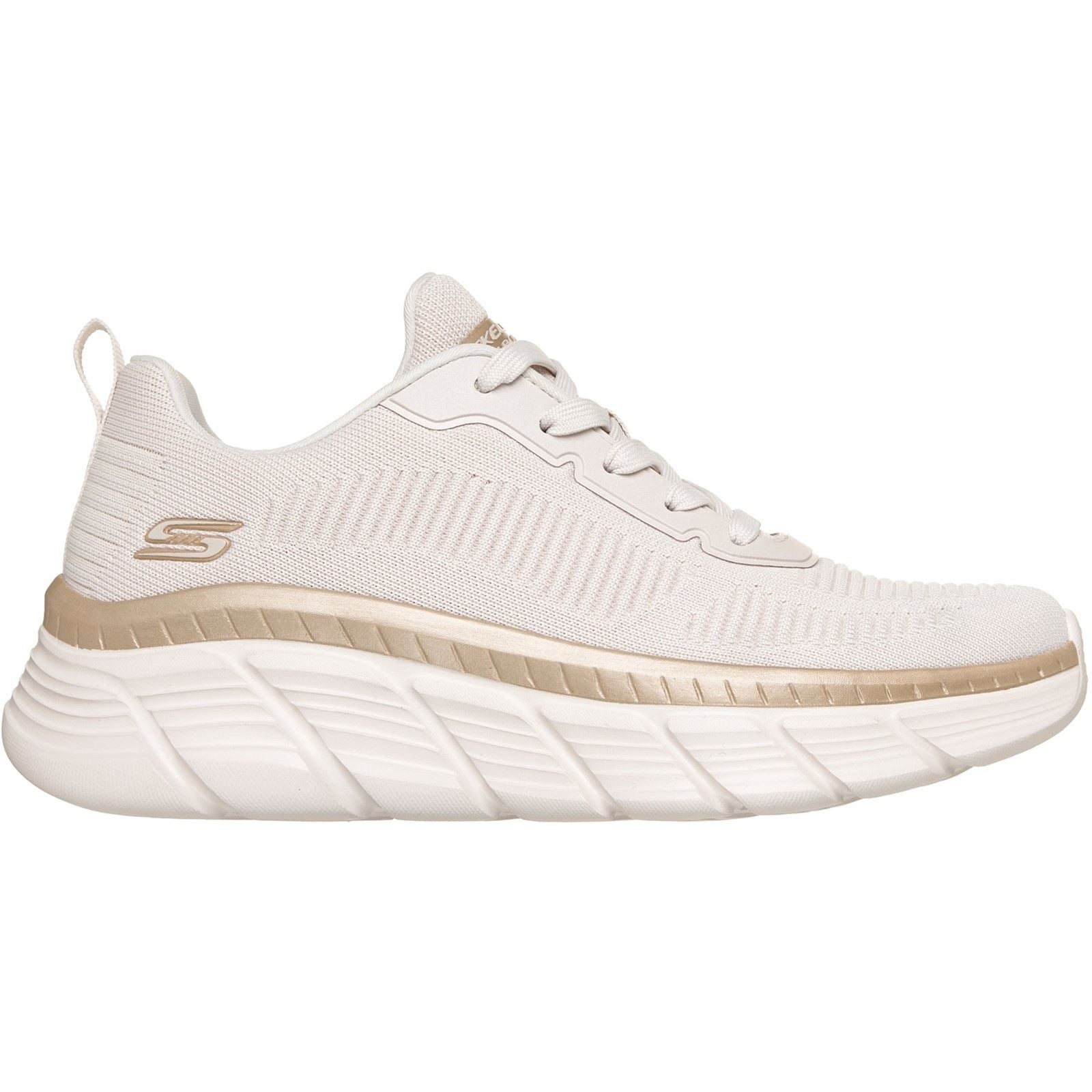 Skechers Bobs B Flex Hi Flying Women's White/Gold Engineered Knit Trainers