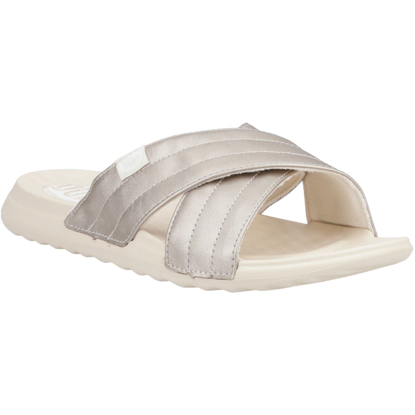 HEYDUDE Christi Slide Distressed Synthetic Women's Metallic Sandals