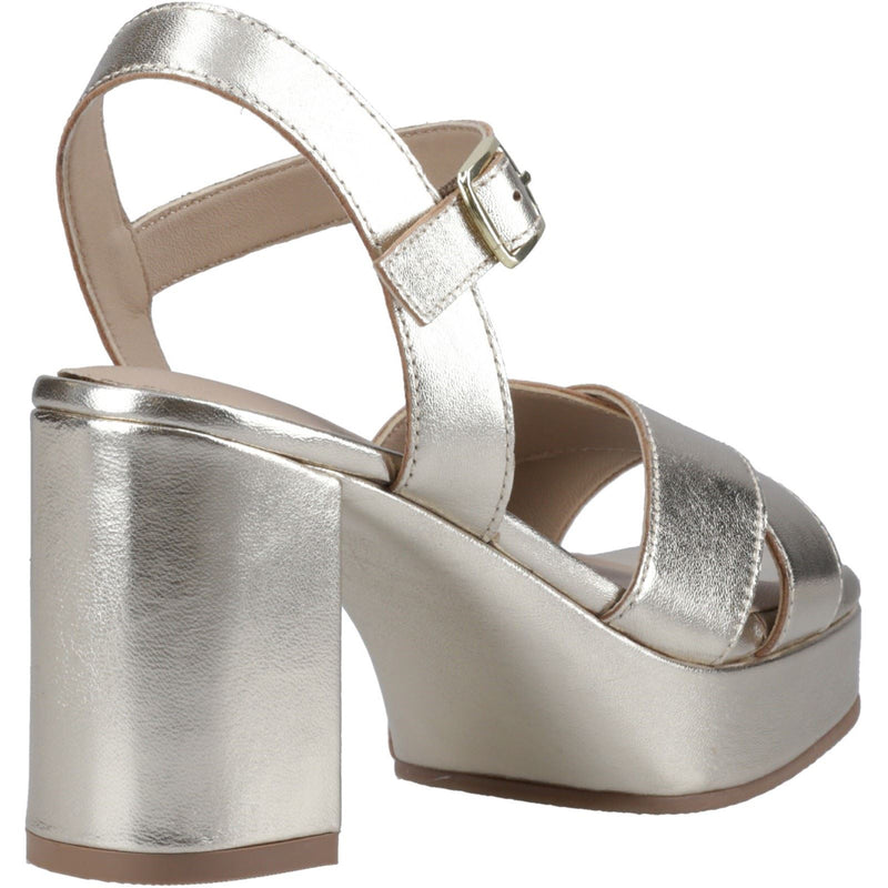 Hush Puppies Ophelia Leather Heel Suede Women's Gold Sandals