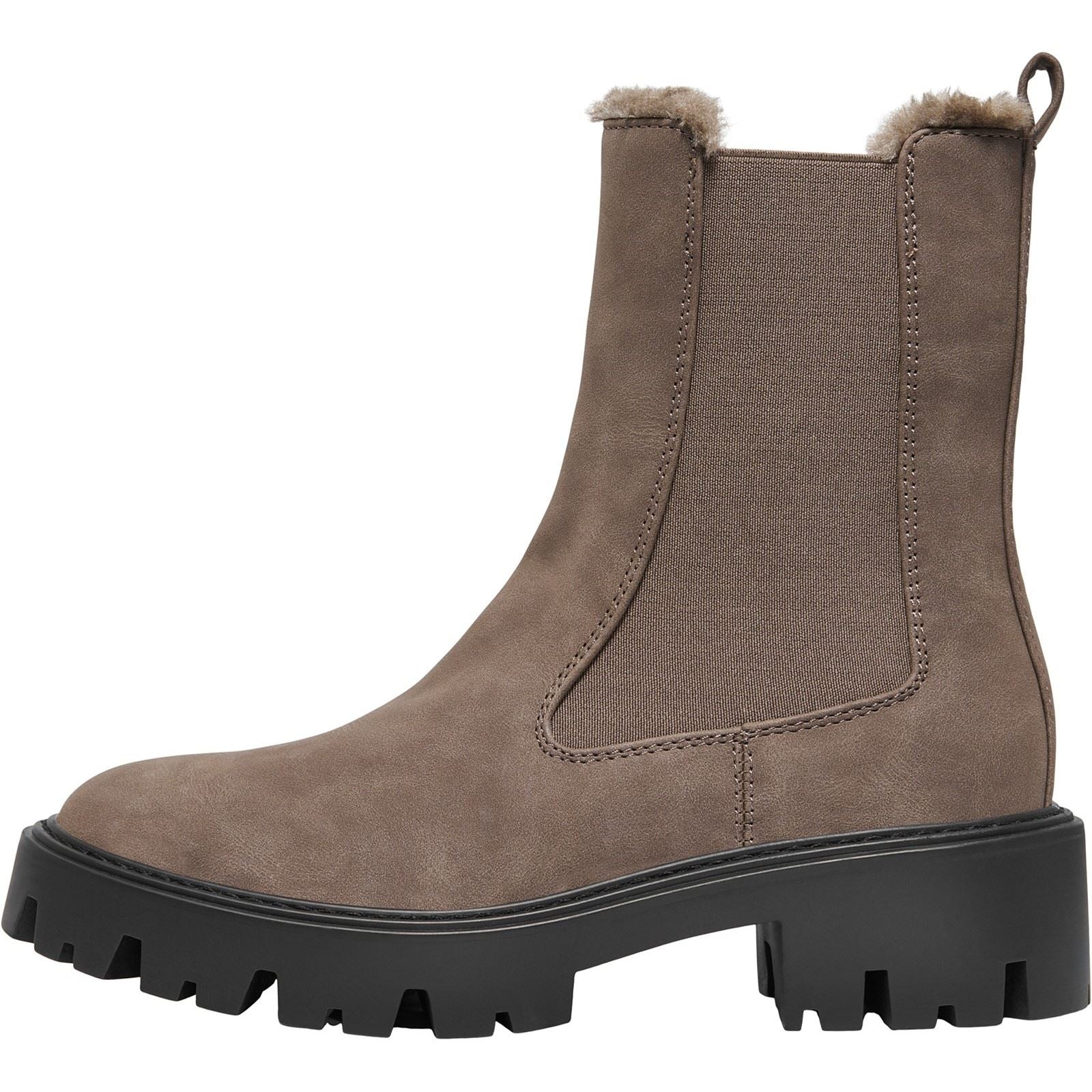ONLY BETTY-9 WARM LINED Polyurethane Women's Brown Stone Heeled Ankle Boots