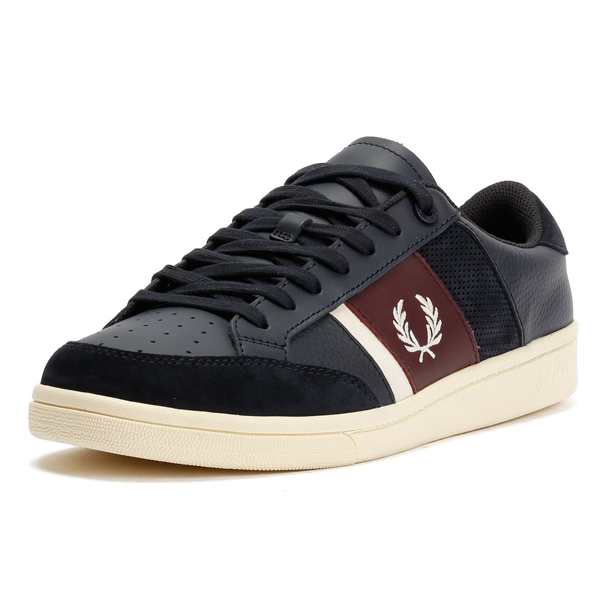 Fred Perry B725 Leather Suede Men's Navy/Ecru/Oxblood Trainers