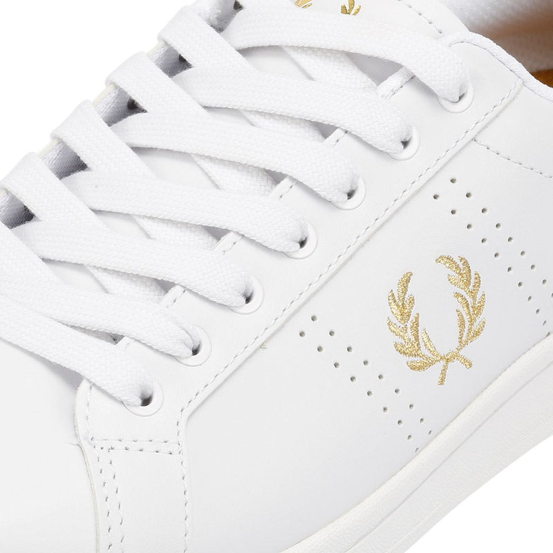 Fred Perry B721 Leather Men's White/Metallic Gold Trainers