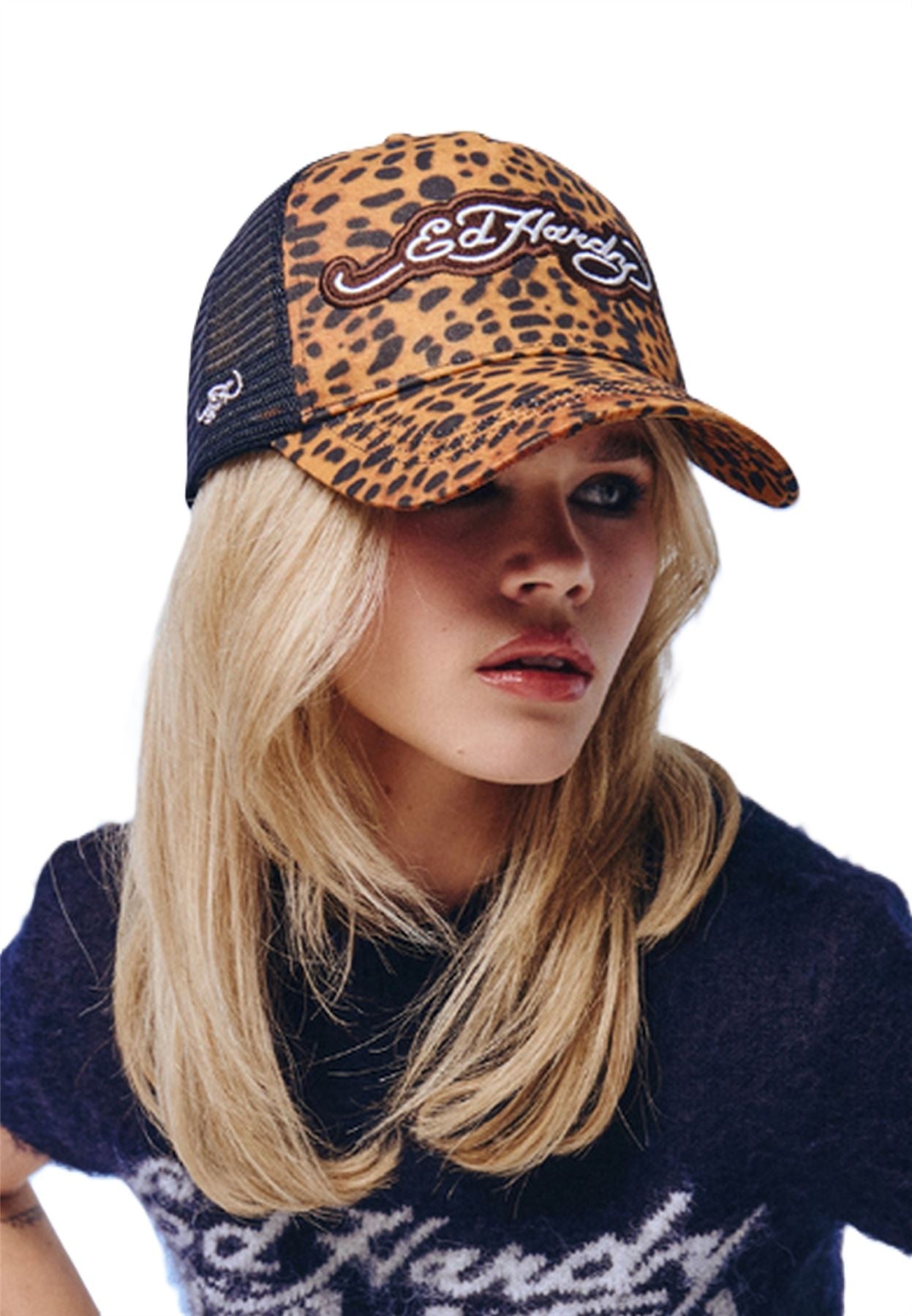 Ed Hardy 5 Panel Trucker Leopard Print Caps