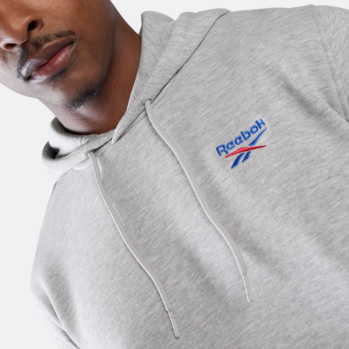 Reebok ID 2-Col Logo Hoodie Cotton Men's Grey Hooded Sweatshirt