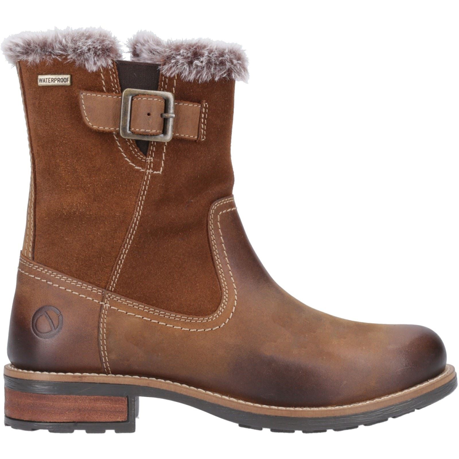Cotswold Kemerton Leather Women's Tan Winter Mid Calf Boots