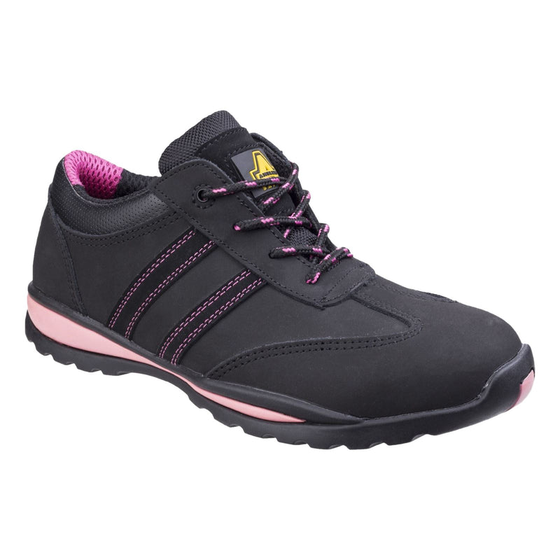 Amblers Safety FS47 Leather Women's Black/Pink Safety Trainers