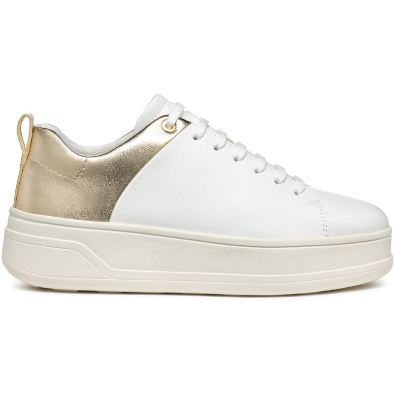 Geox D SPHERICA ECUB-2 Women's White/Light Gold Trainers
