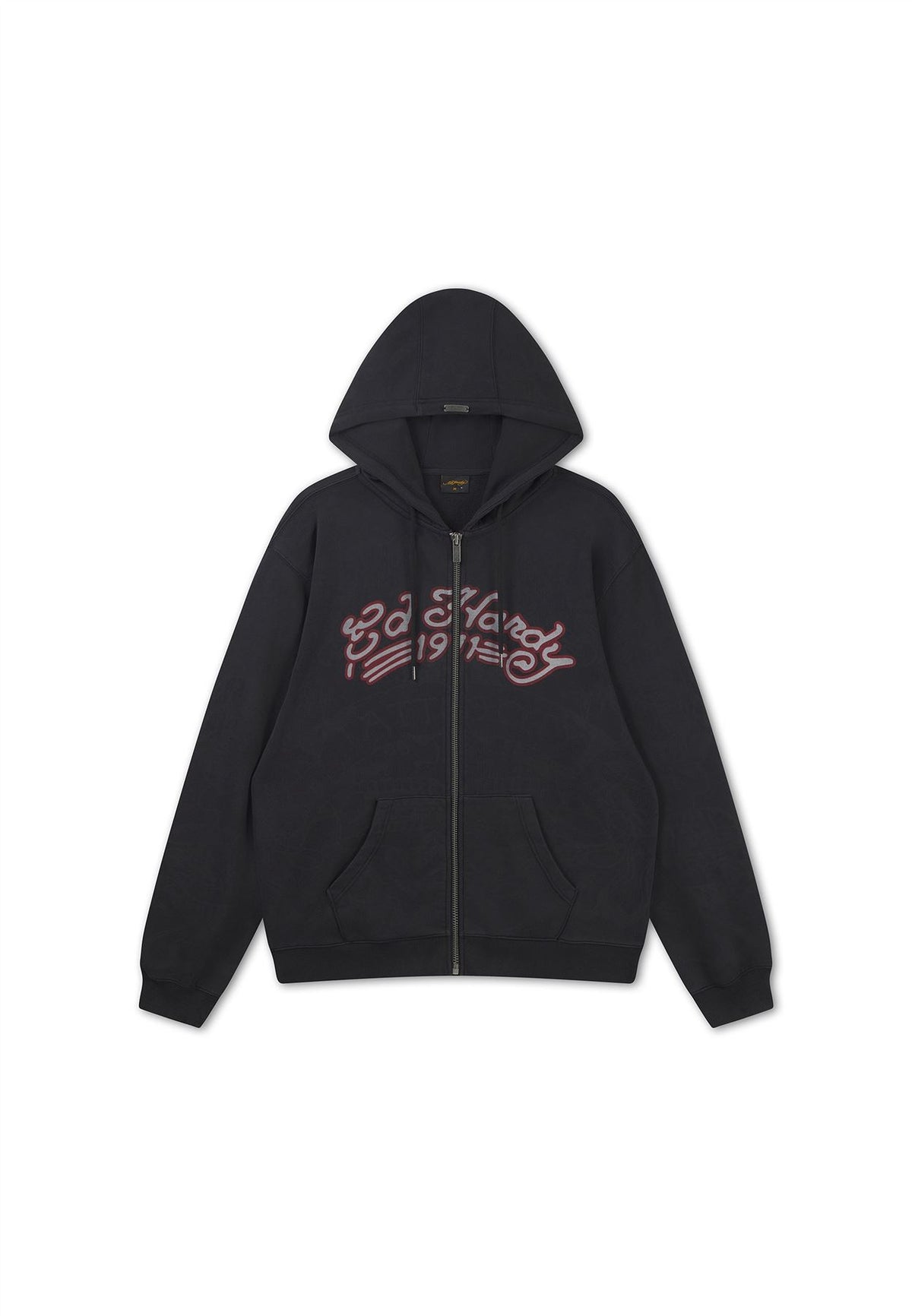 Ed Hardy Shadow Eagle Graphic Relaxed Zip Thru Men's Black Hoodie