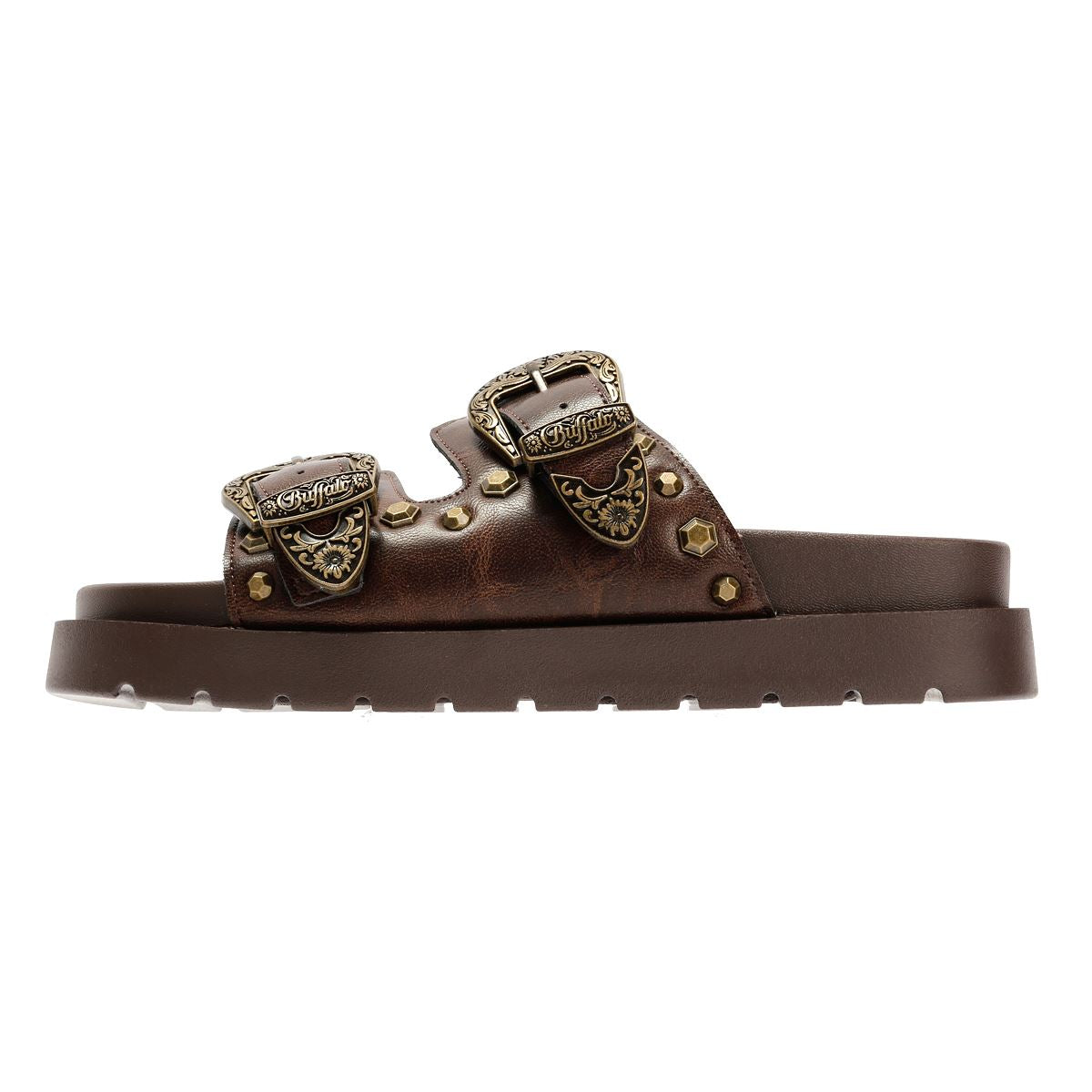 Buffalo Raya Ari West Leather Women's Brown Sandals
