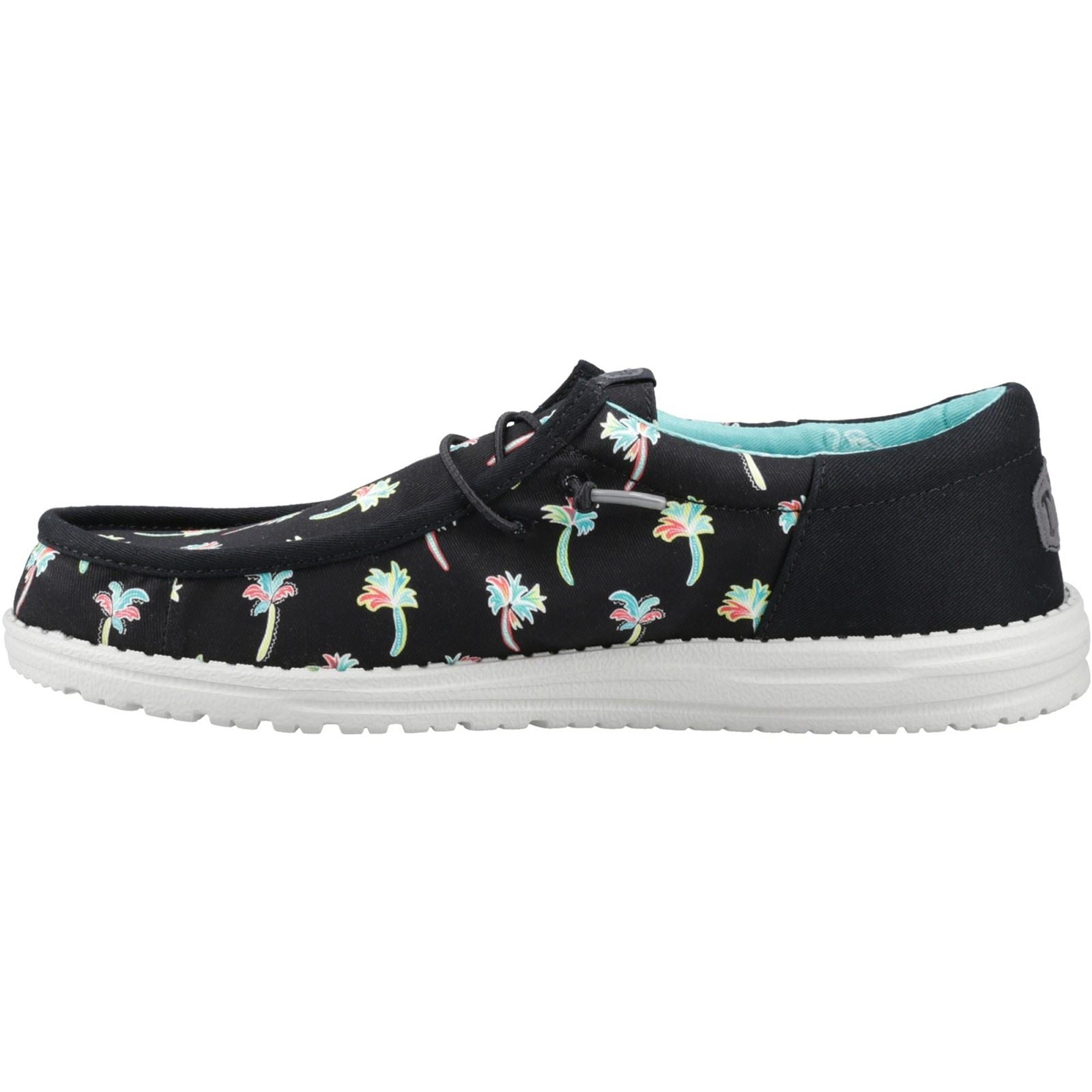 HEYDUDE Wally Funk Party Palm Cotton Men's Black/Multi Moccasins Shoes