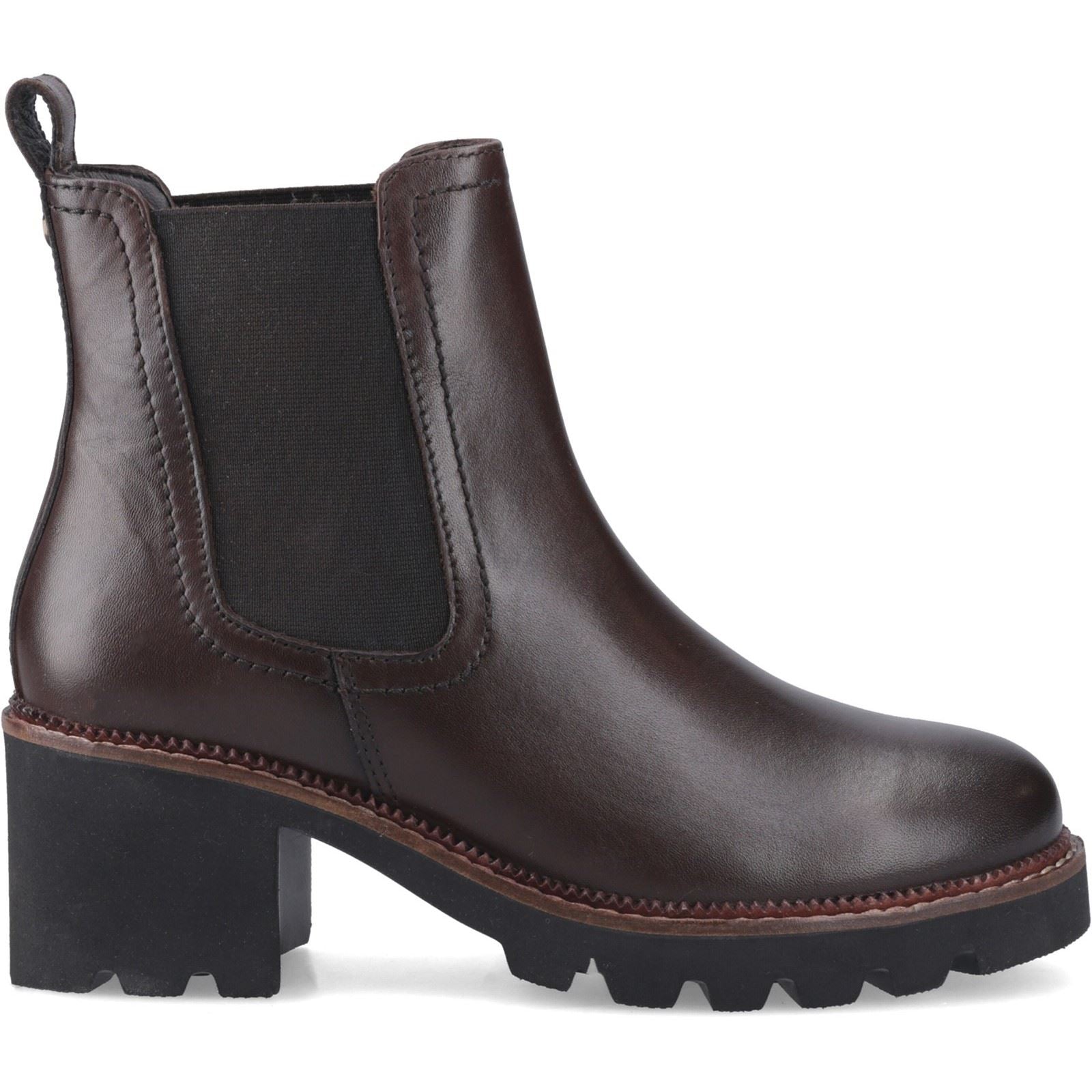 Hush Puppies Gaia Leather Women's Chocolate Heeled Chelsea Boots