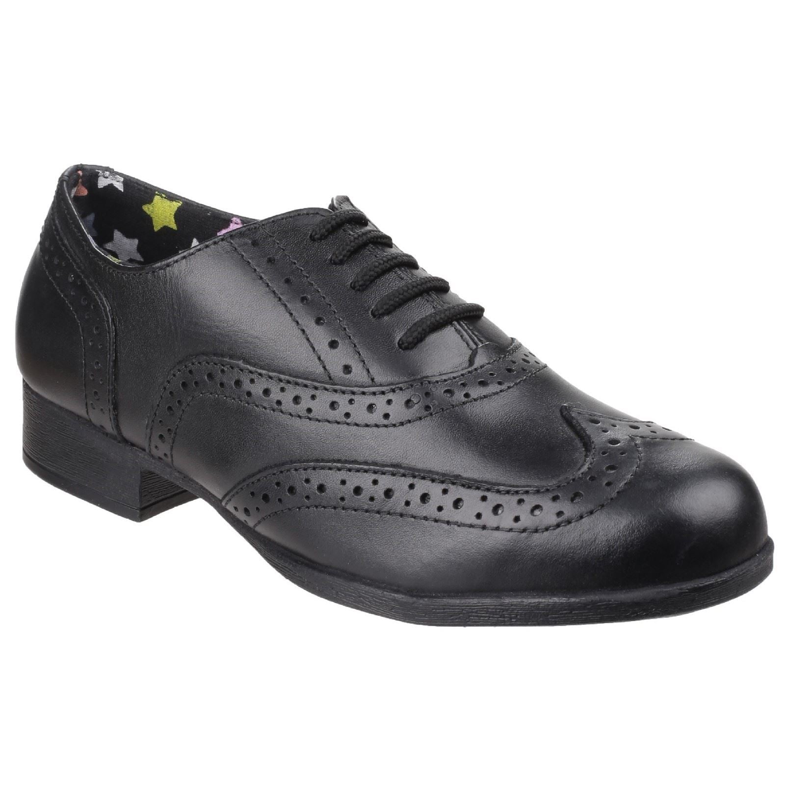 Hush Puppies Kada Youth Girls Black Leather Brogues
