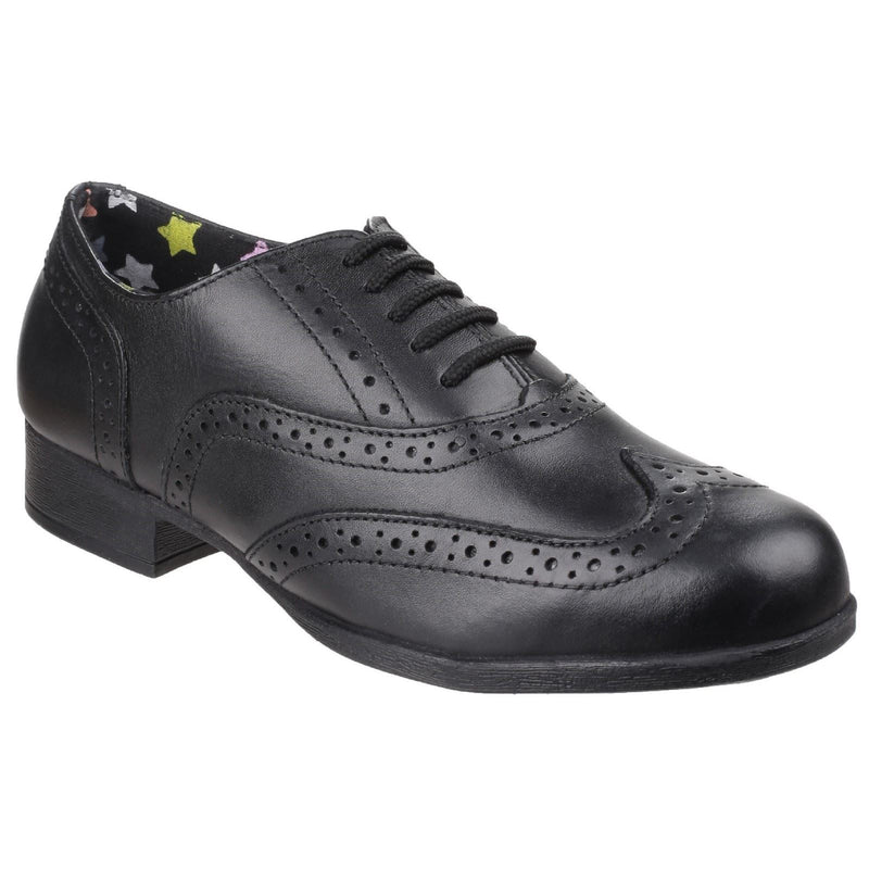 Hush Puppies Kada Youth Girls Black Leather Brogues