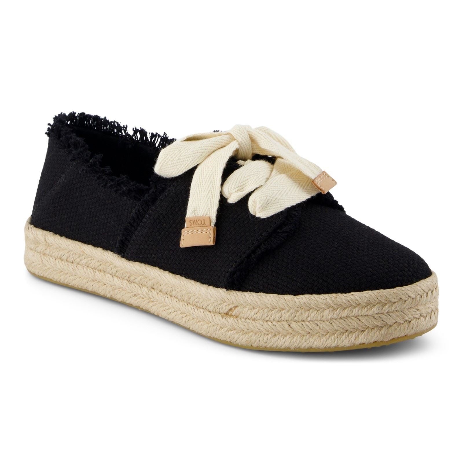 TOMS Carolina Lace Up Cotton Women's Black Beachside Espadrilles