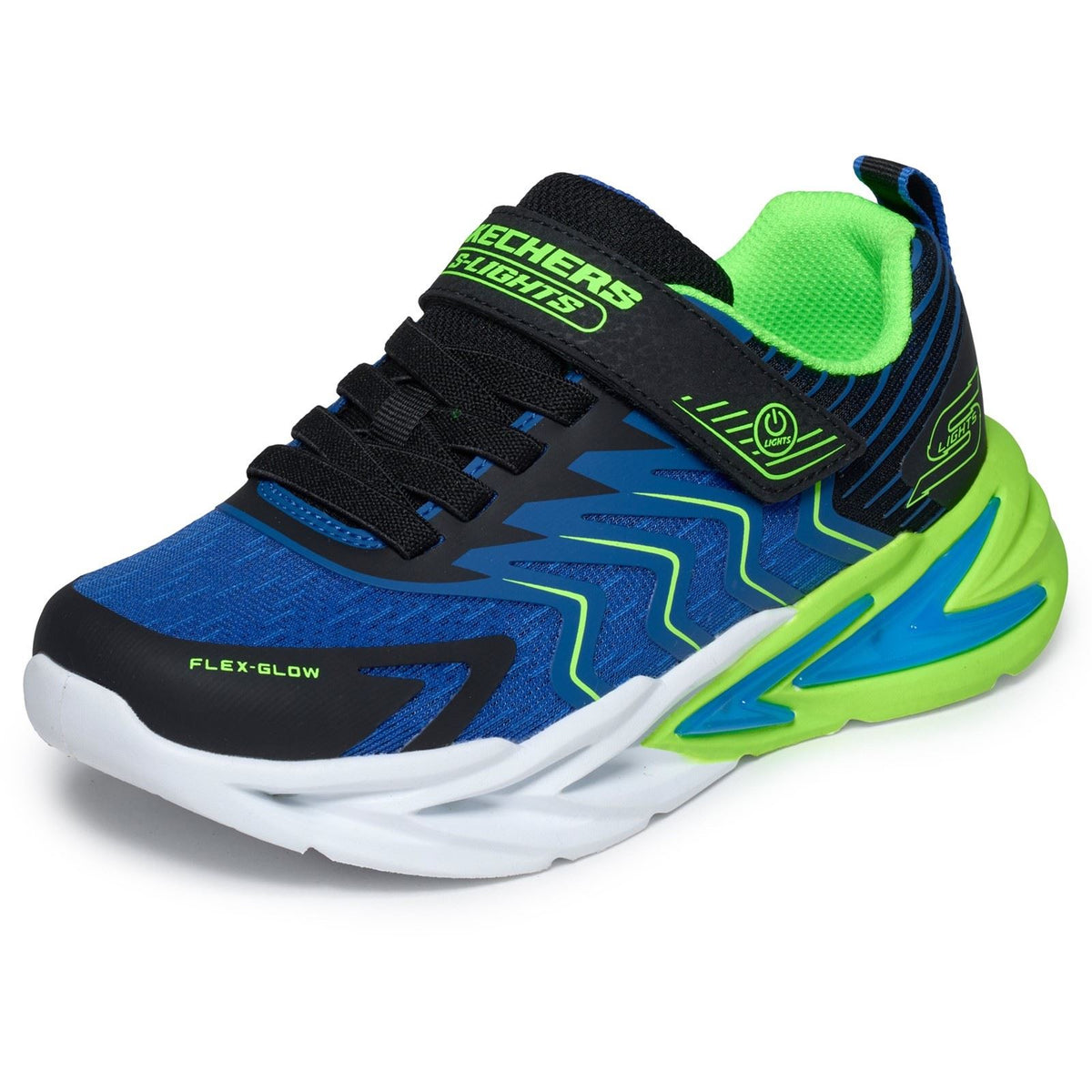 Skechers Flex-Glow Ultra Prism-Pacer Boy's Black & Blue/Lime Trainers