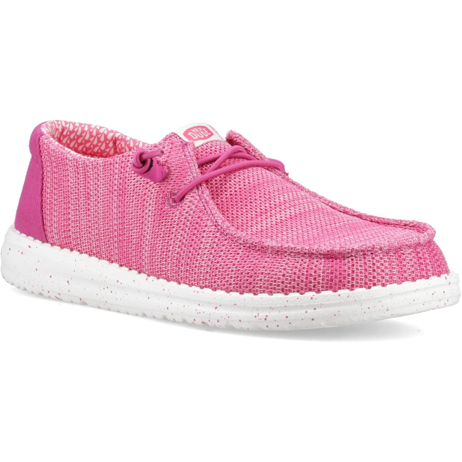HEYDUDE Wendy Stretch Sox Polyester Women's Fuchsia Pink Moccasins Shoes