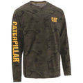 Caterpillar Trademark Banner Long Sleeve Cotton Men's Green T-Shirt