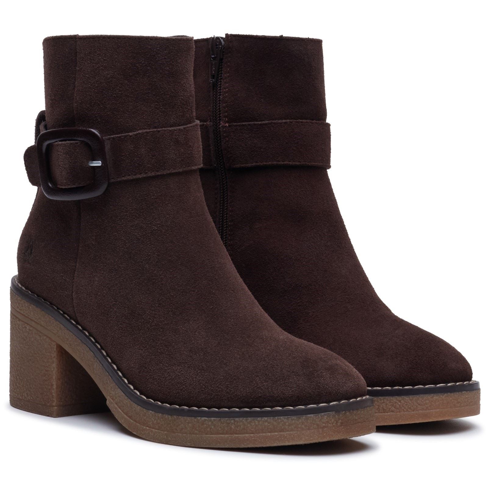 Hush Puppies Fearne Suede Women's Chocolate Heeled Ankle Boots