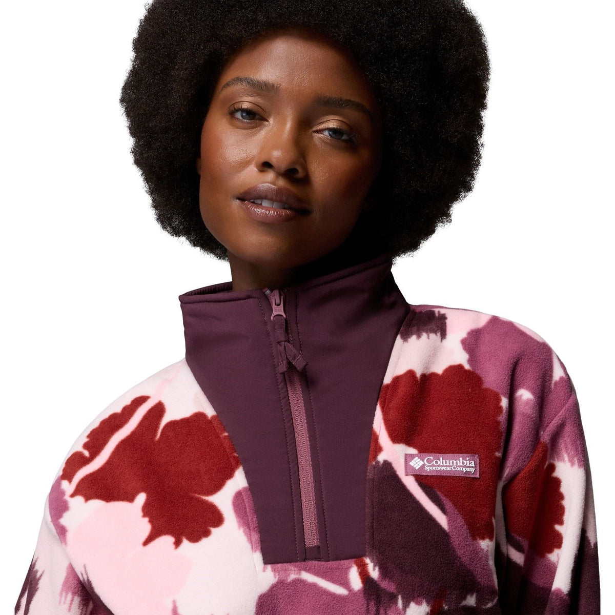 Columbia Sequoia Grove II Printed Half Zip Polyester Women's Purple Fleece Pullover