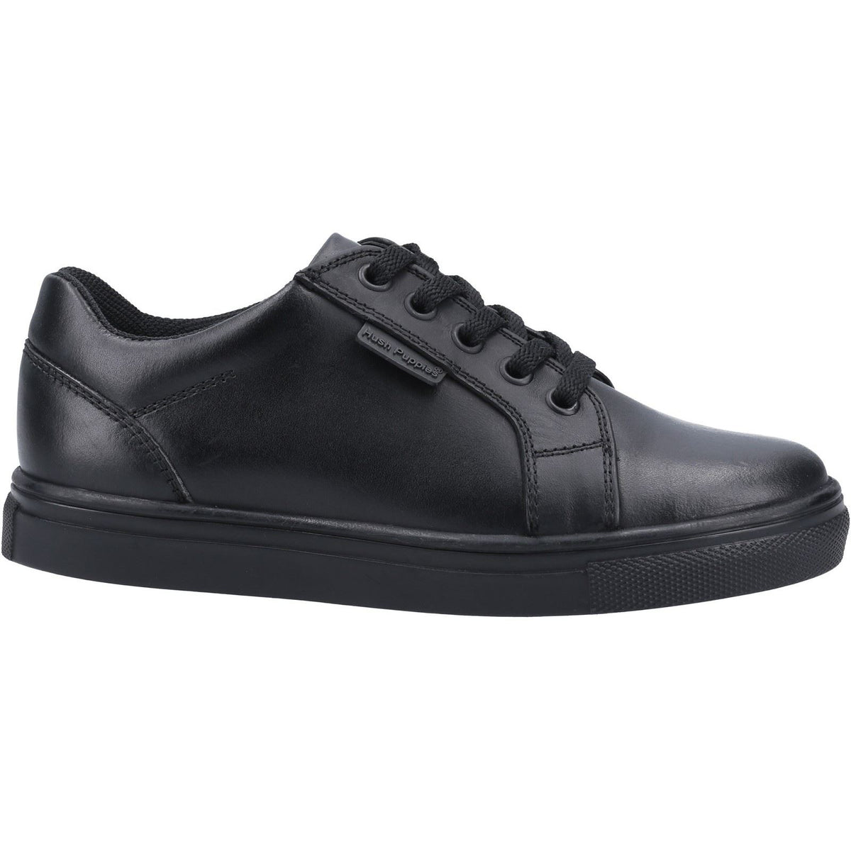 Hush Puppies Sam Senior Leather Boy's Black Lace-Up Shoes
