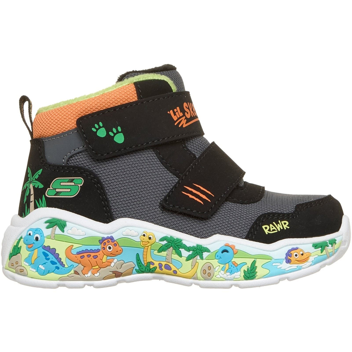 Skechers Play Scene Frosty Pals Boy's Black/Charcoal/Orange Trainers