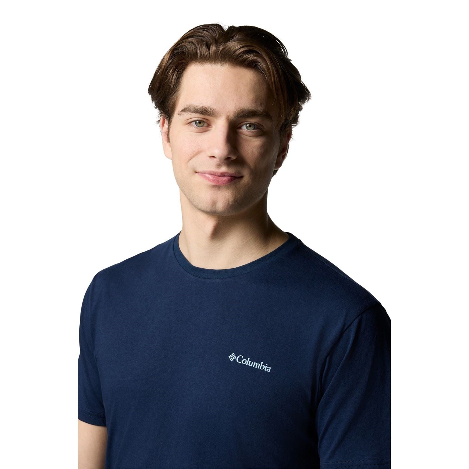 Columbia North Cascades Short Sleeve Tee Cotton Men's Blue Short Sleeve T-Shirts