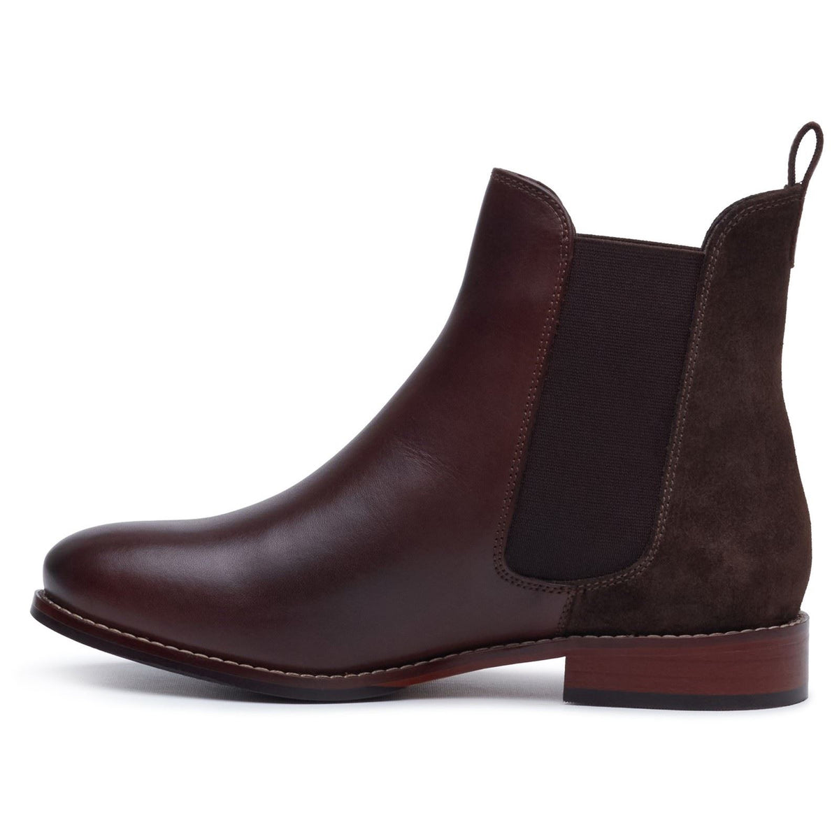 Hush Puppies Colette Leather Women's Chocolate Wide Fit Flat Chelsea Boots