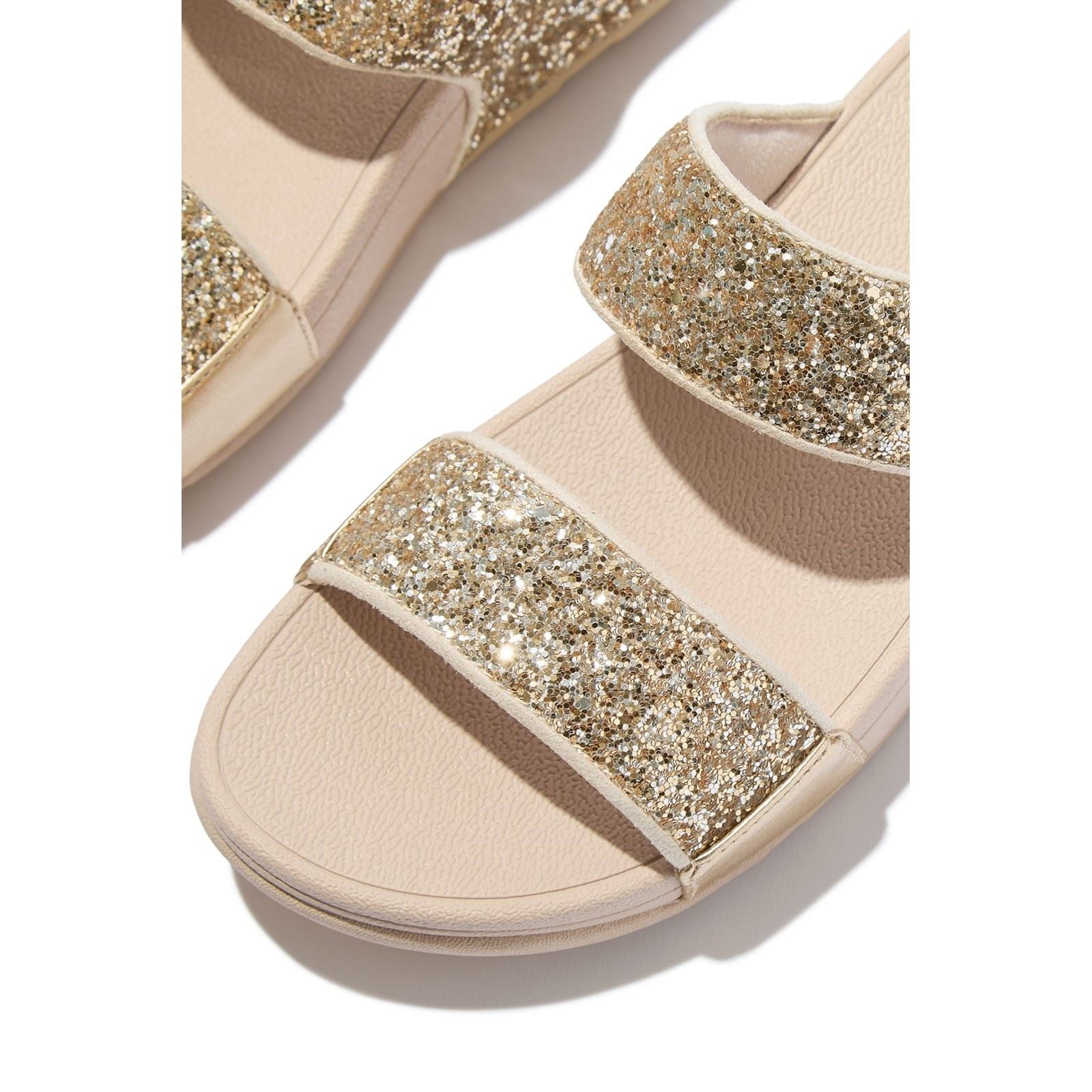Fitflop Lulu 2 Bar Glitter Polyurethane Women's Platino/Silver Sandals