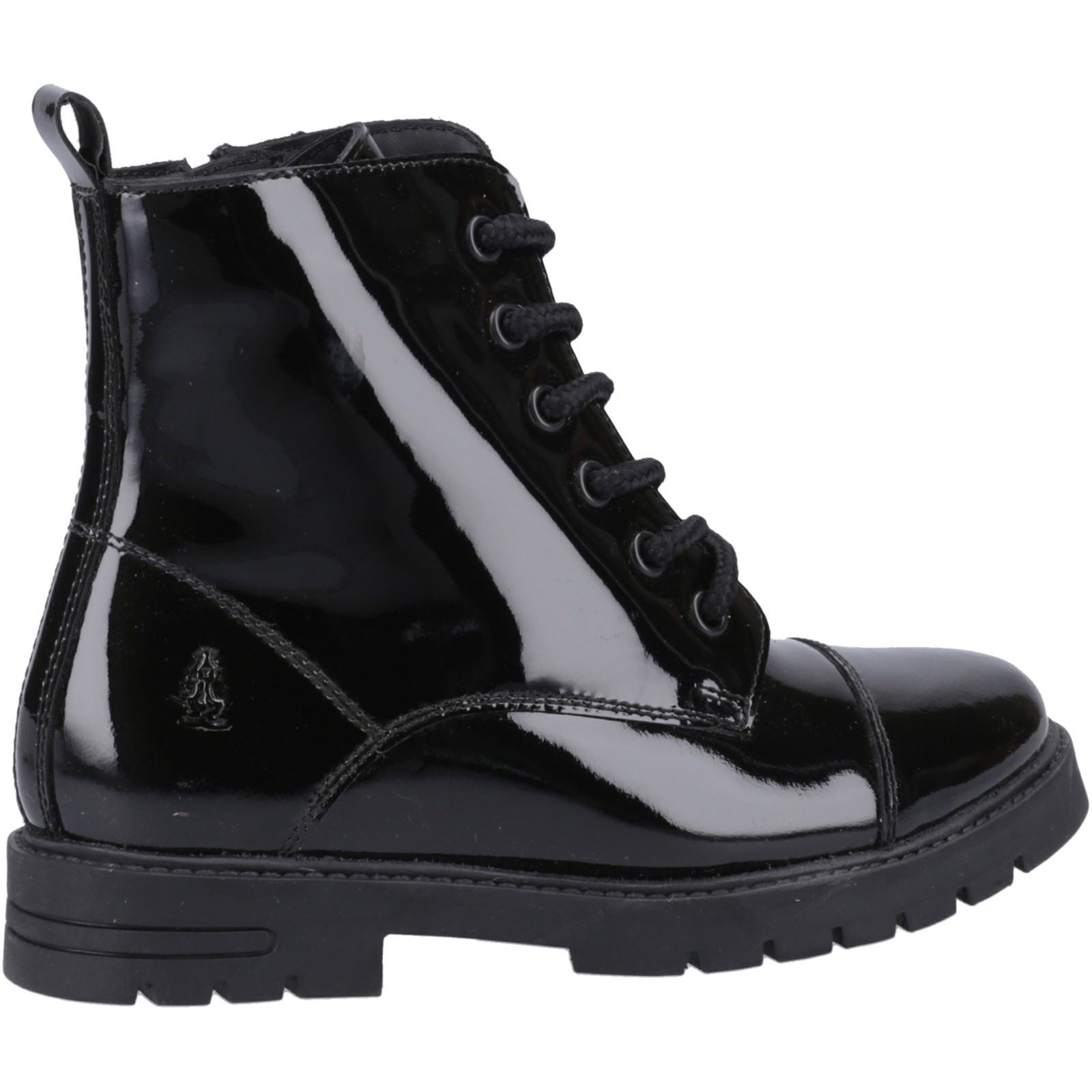 Hush Puppies Lauren Patent Senior Leather Girls's Black Boots