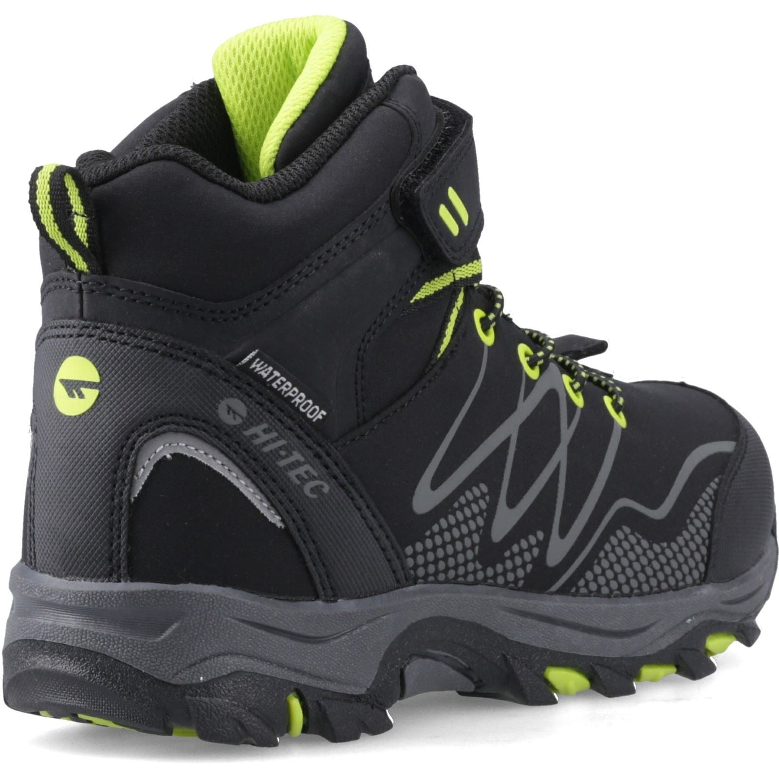 Hi-Tec Blackout Mid Polyester Boy's Black/Lime Hiking Boots