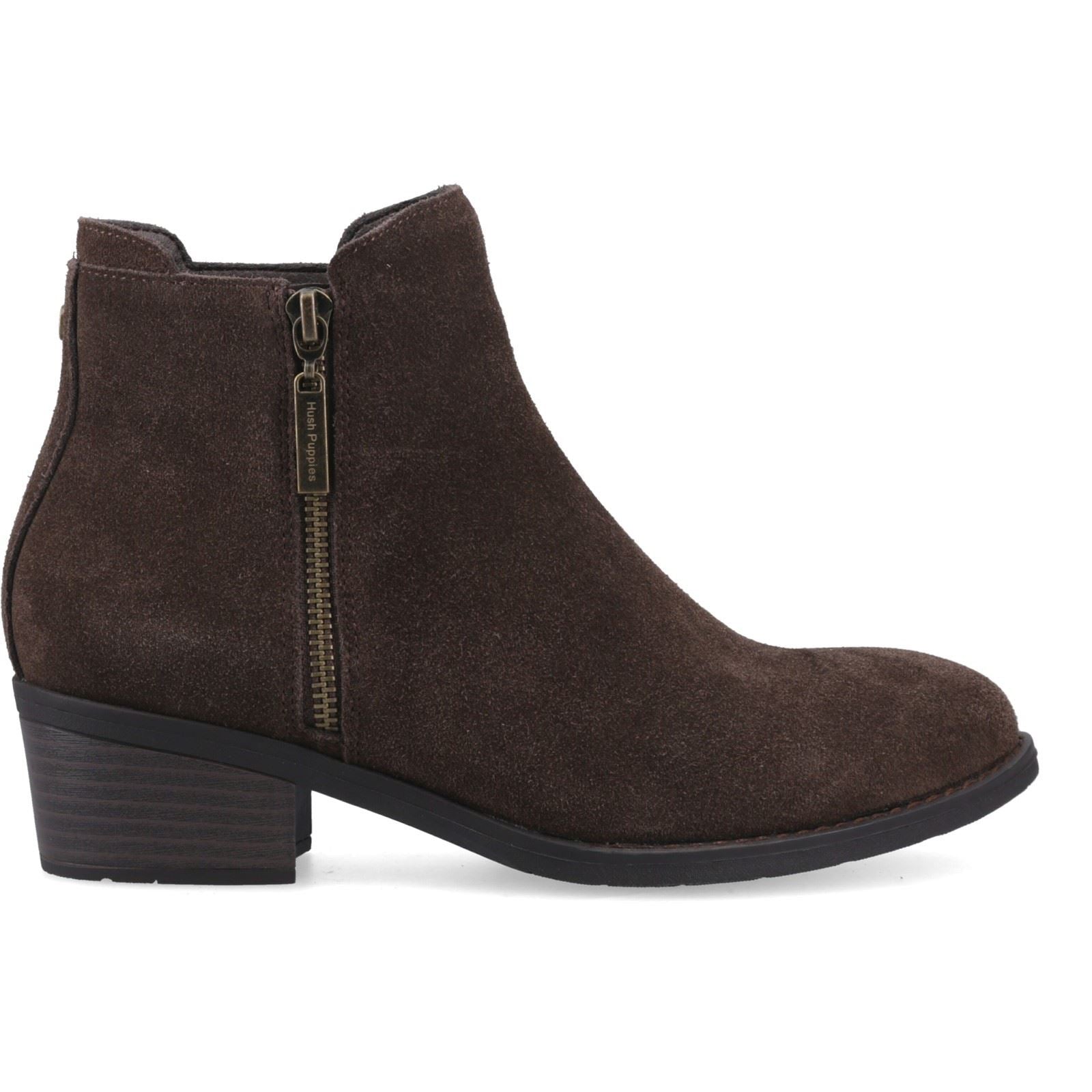 Hush Puppies Ingrid Suede Women's Chocolate Heeled Ankle Boots